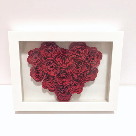 Red Solid Heart Paper Flower Box